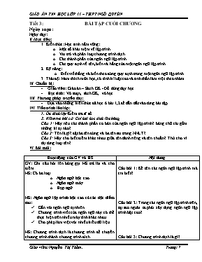 Giáo án Tin học lớp 11 - Tiết 3 Bài tập cuối chương - Năm học 2012-2013 - Nguyễn Thị Thắm